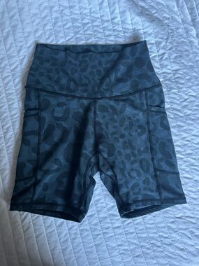 High-Rise Black Cheetah Print Bike Shorts